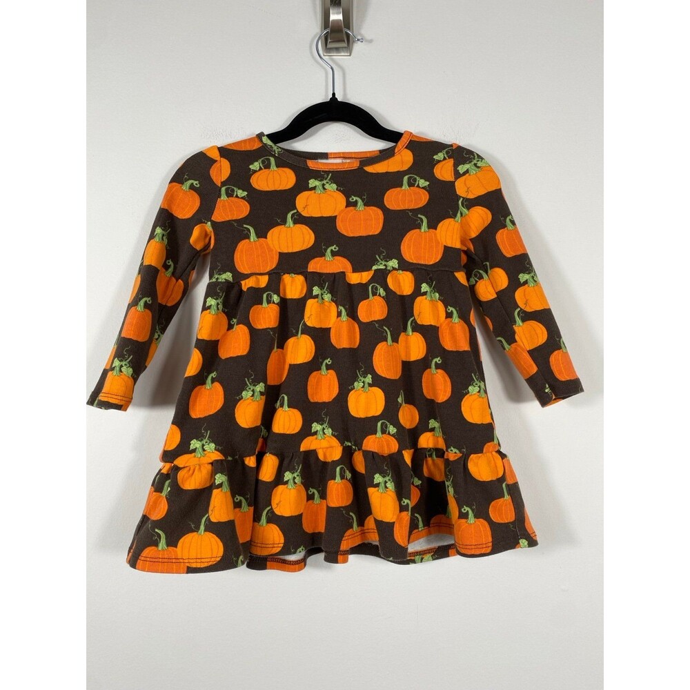 Gymboree Pumpkin Print Dress Toddler Girls 2T Halloween Fall Cotton Dress